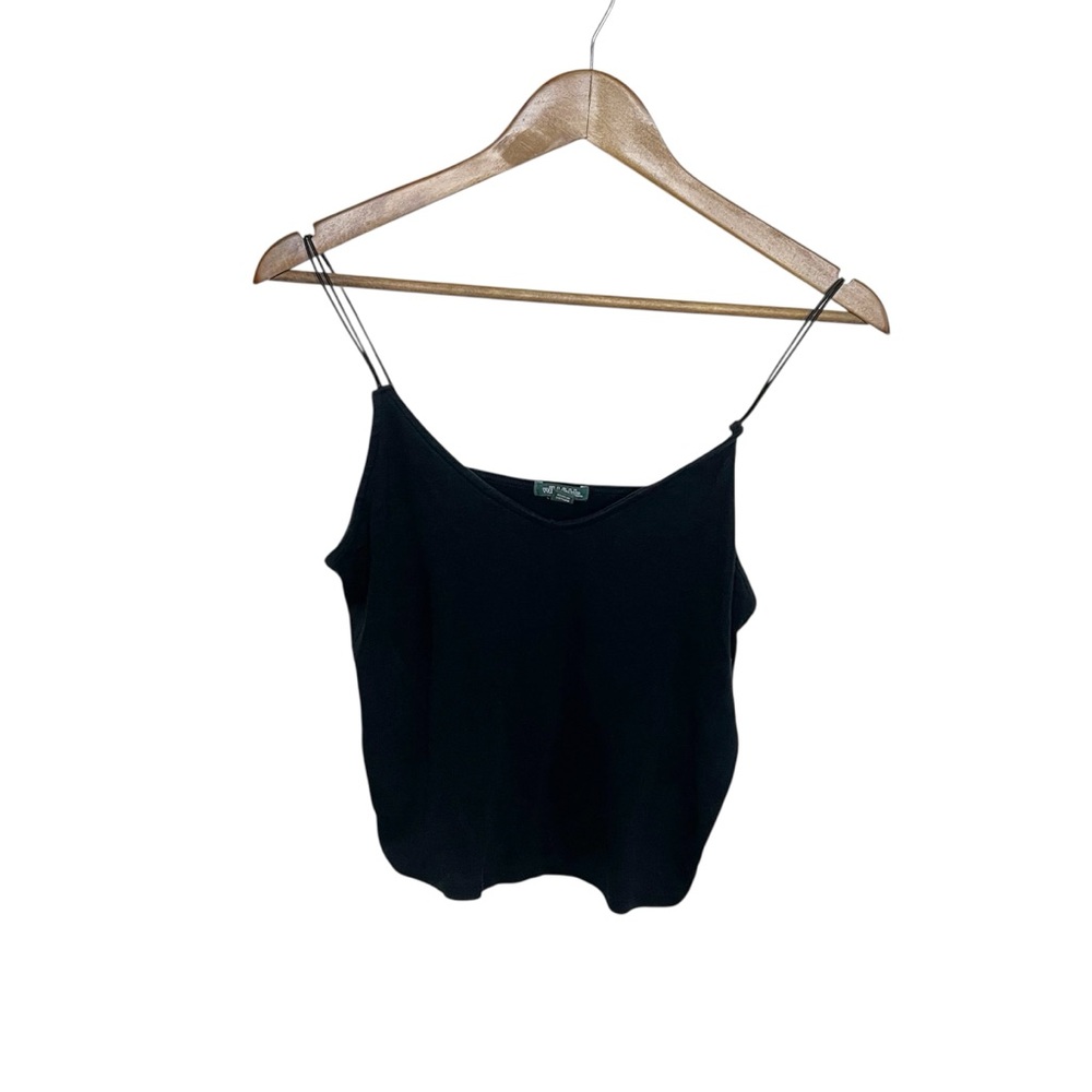 Wild Fable Tank Top L Black Camisole Corded Double Strap Basic Go See V Neck